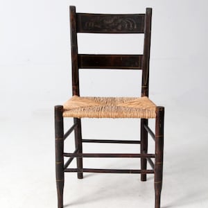 antique rush seat ladder back chair