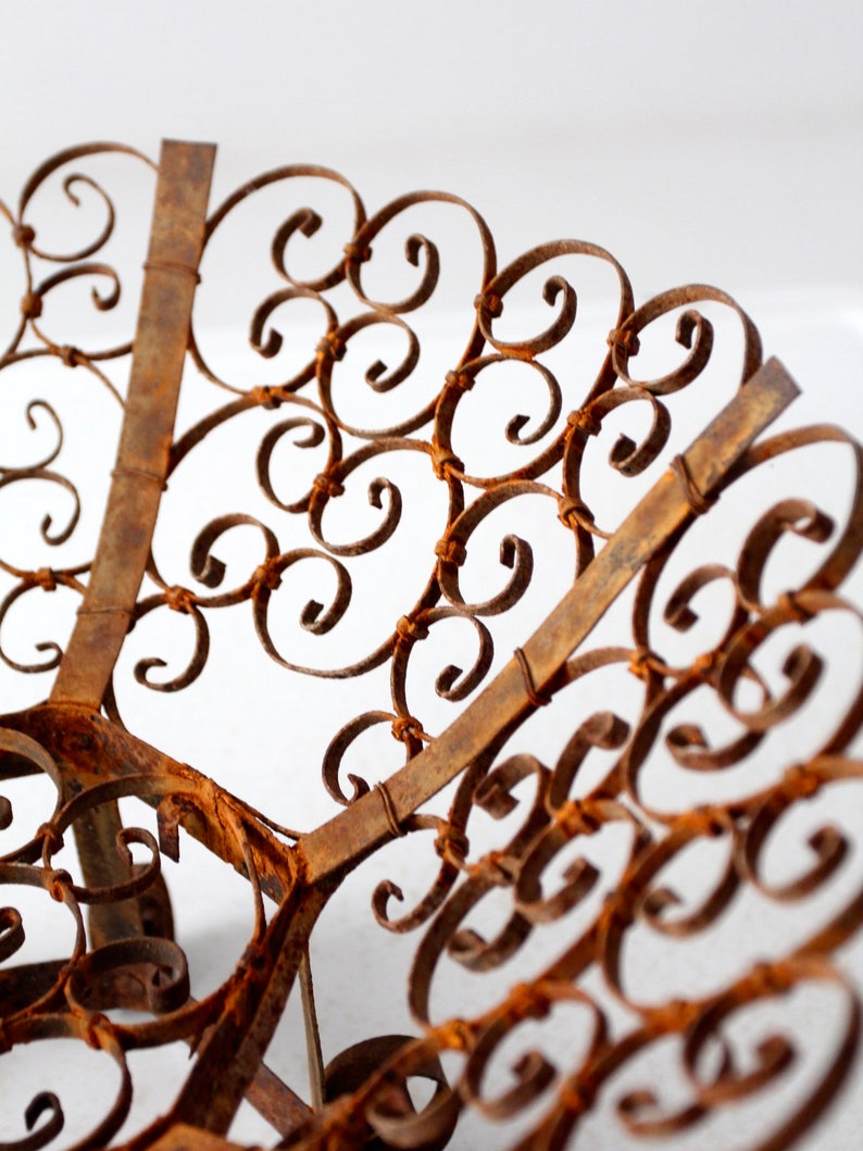 gothic outdoor centerpiece mid-century wrought iron scroll pedestal bowl