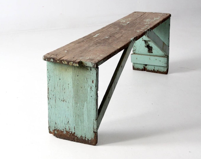 Antique Primitive Wood Bench, Rustic Green Bench - Etsy