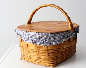 裏地付きヴィンテージピクニックバスケット - Etsy 日本