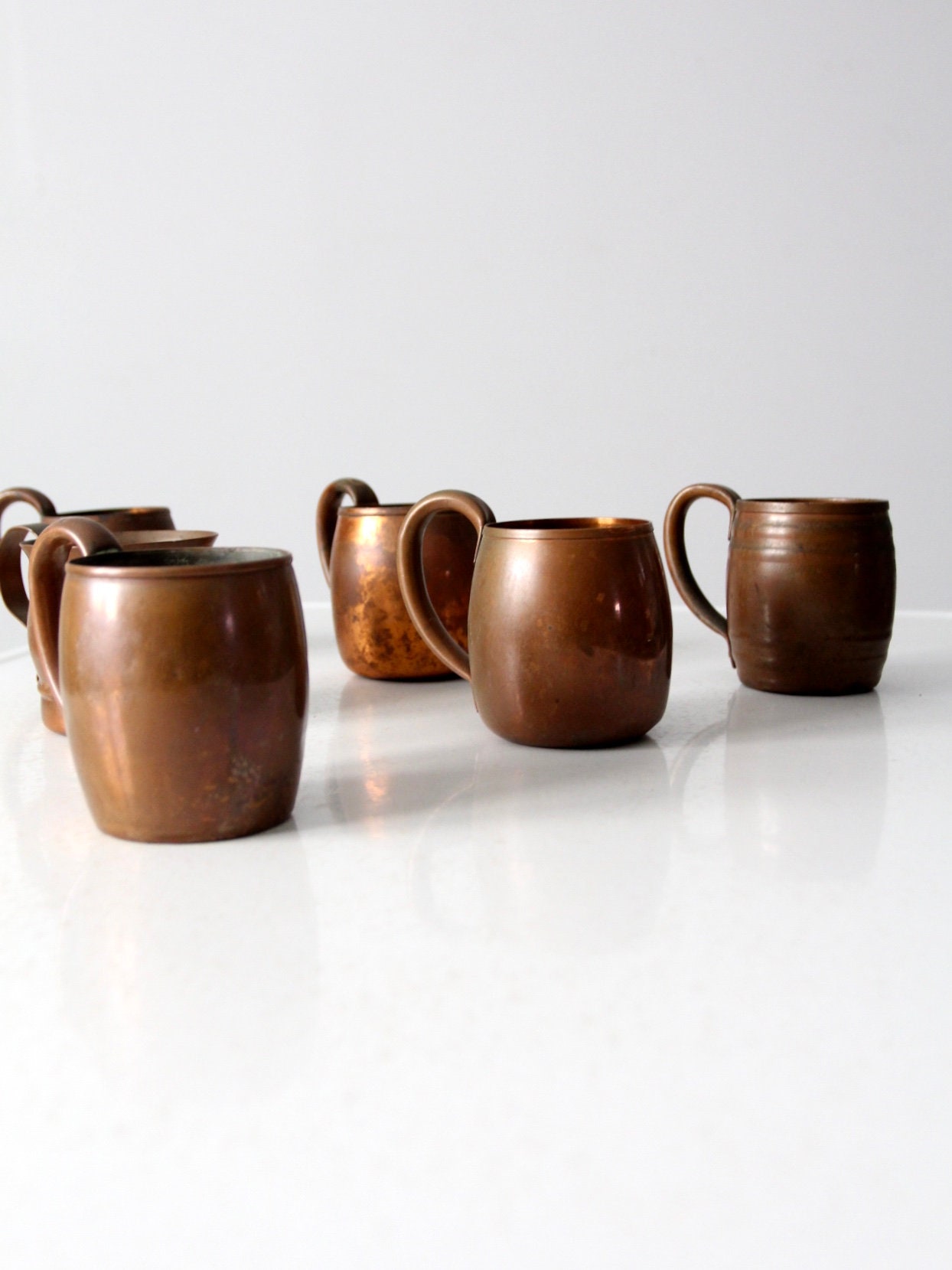 Antique Copper Mugs Set/6 - Etsy Antique Copper Mugs Set/6 - Etsy