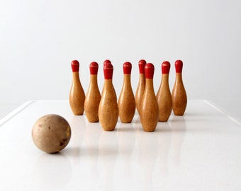 アンティークの木製スキットル、卓上ボウリングゲーム - Etsy 日本
