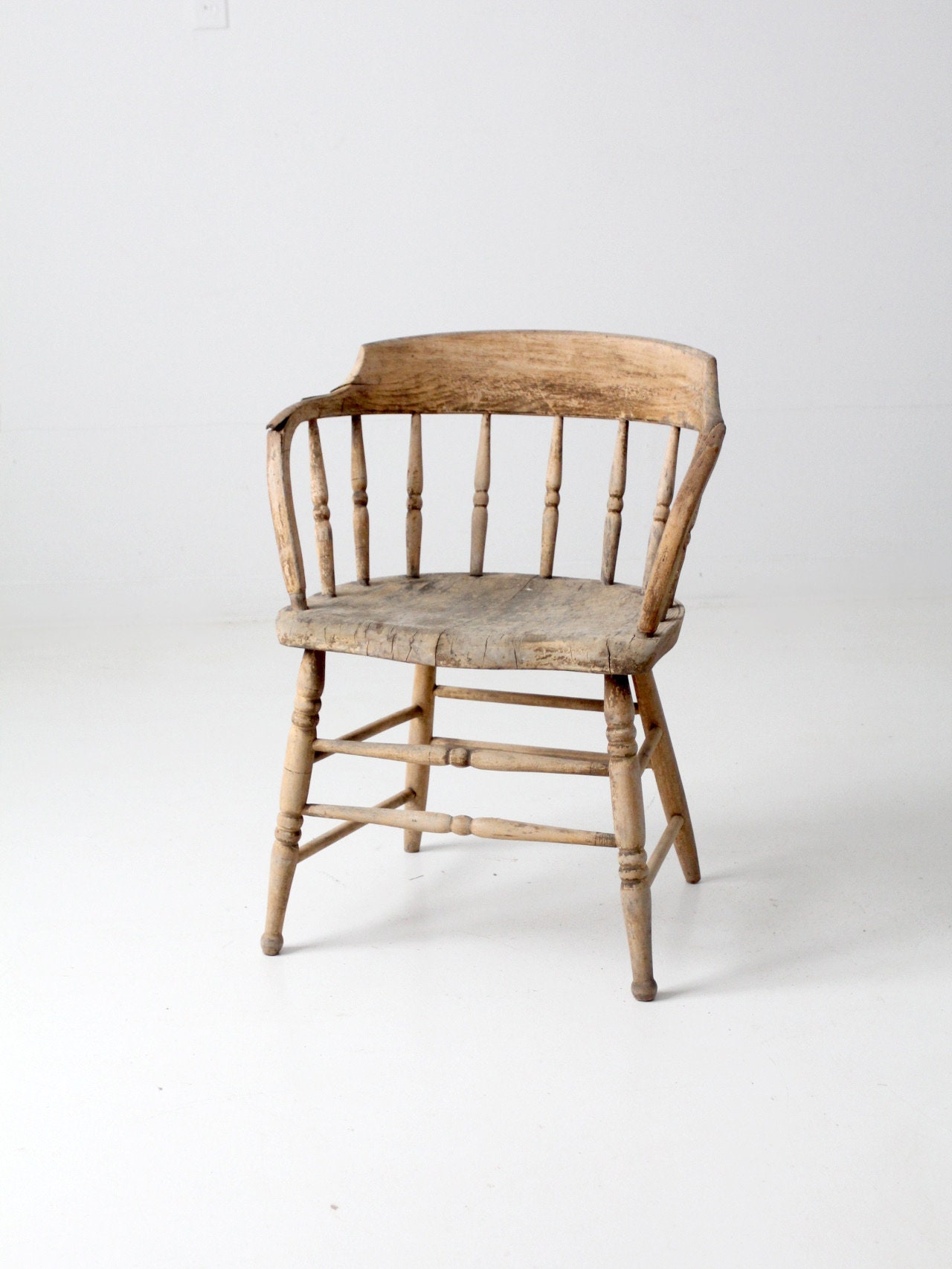Antique Rustic Captain's Chair - Etsy
