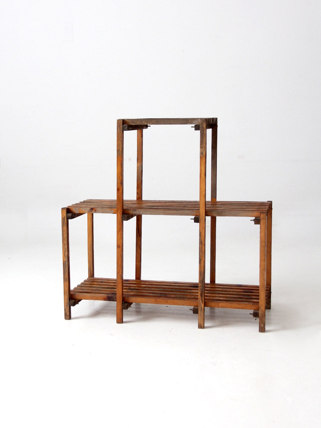 Vintage Tiered Slat Wood Plant Stand - Etsy