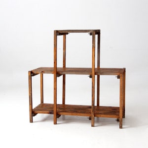 vintage tiered slat wood plant stand