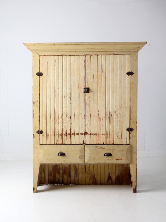 Antique Primitive Bead-board Cabinet - Etsy