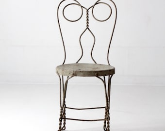 Silla vintage de heladería, silla vintage de cafetería de metal, silla de bistró