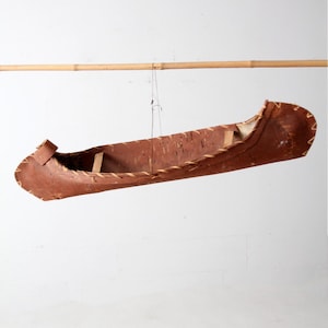 vintage birch bark canoe model