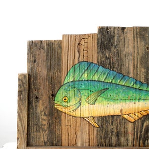 vintage rustic folk art painted fish sign image 2