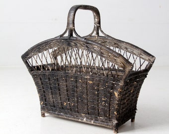 vintage wicker magazine basket