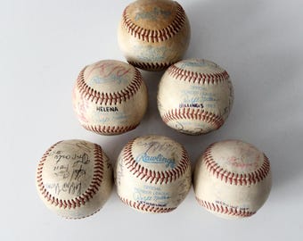 set van 6 gesigneerde Pioneer League-honkballen - begin jaren 90