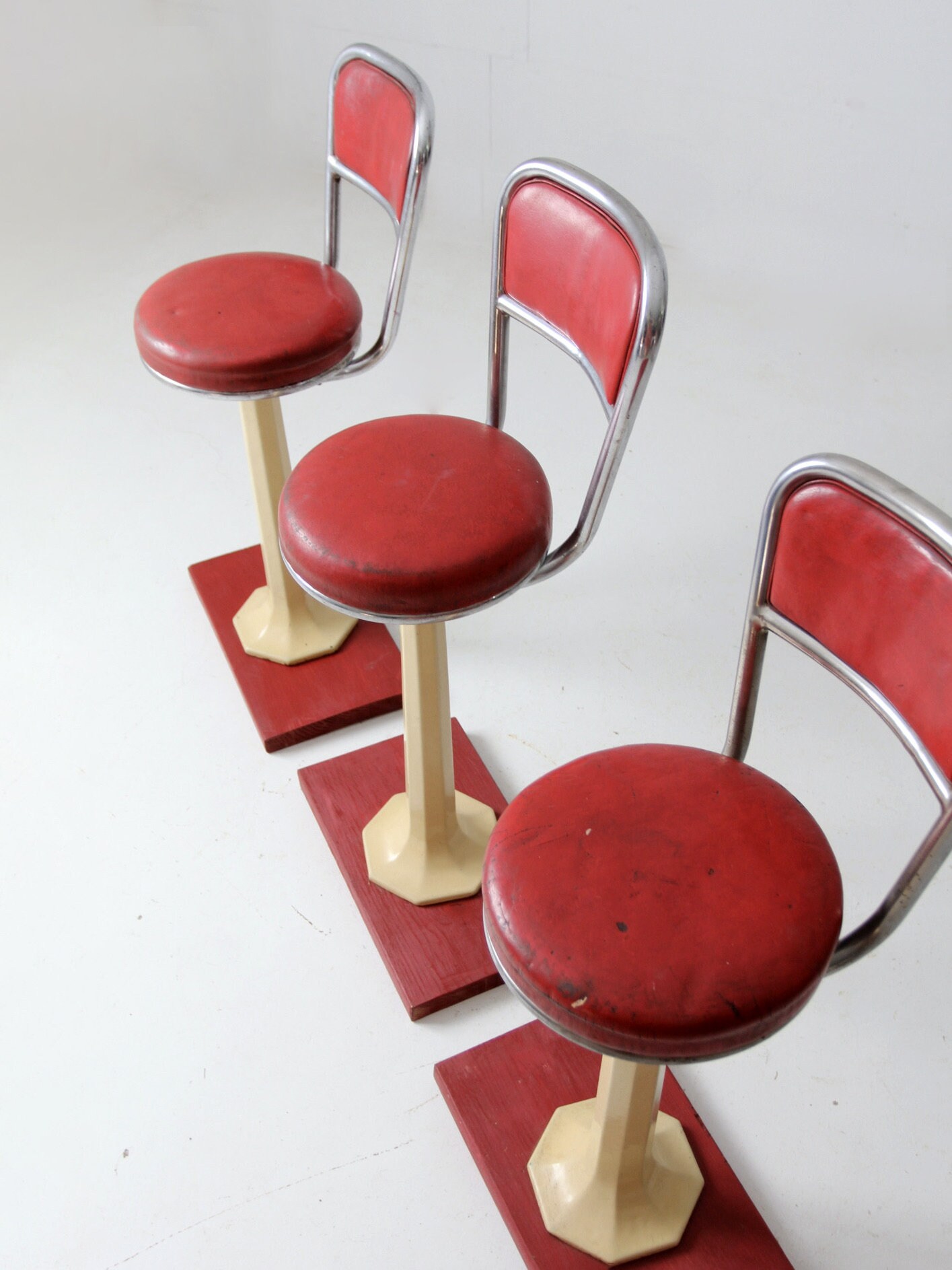 Antique Soda Fountain Counter Stools Set of 3 Etsy UK