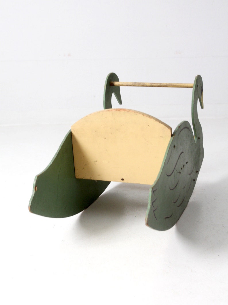 antique Mengel Playthings toy swan rocker image 6