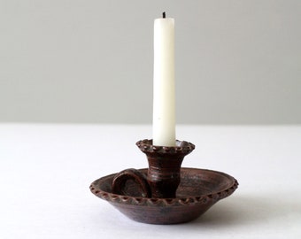 vintage studio pottery candlestick holder