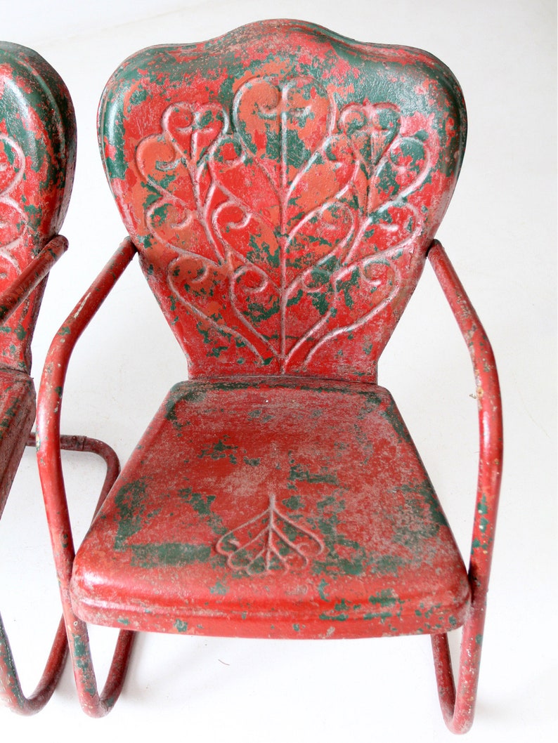 Midcentury Metal Bouncer Patio Lounge Chairs Pair Etsy