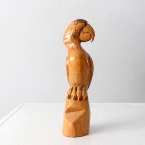 vintage hand-carved wood parrot