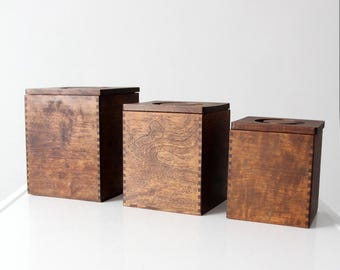 mid-century Holzkanister Set