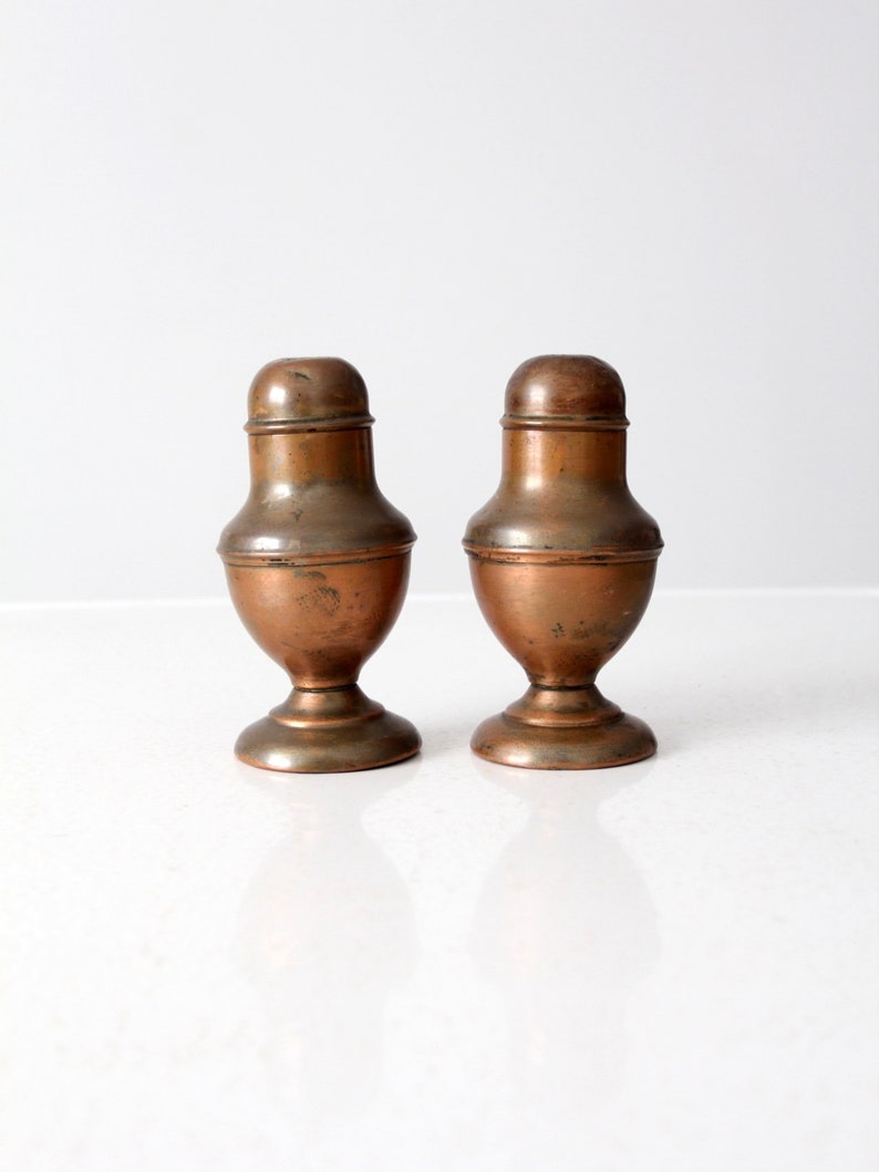 vintage copper salt and pepper shakers image 3