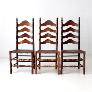 antique ladder back chairs with rush seat set of 3