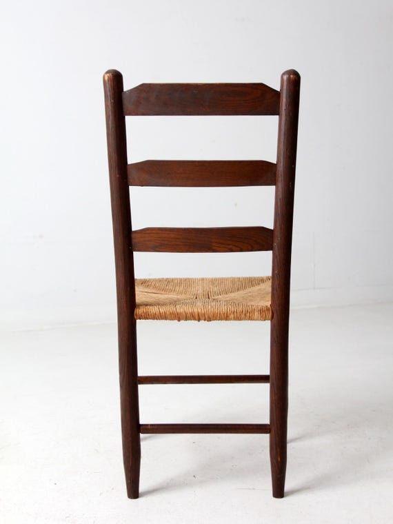 Antique Rush Seat Ladder Back Chair - Etsy