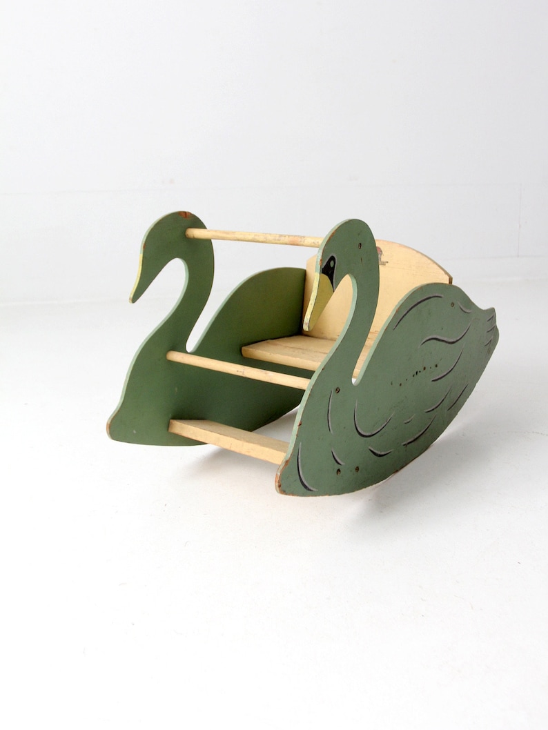 antique Mengel Playthings toy swan rocker image 3