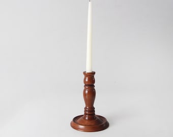 vintage handmade wood candlestick holder