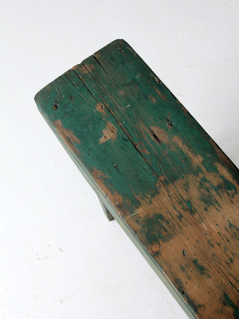 Antique Wooden Bench, Green Farmhouse Bench - Etsy