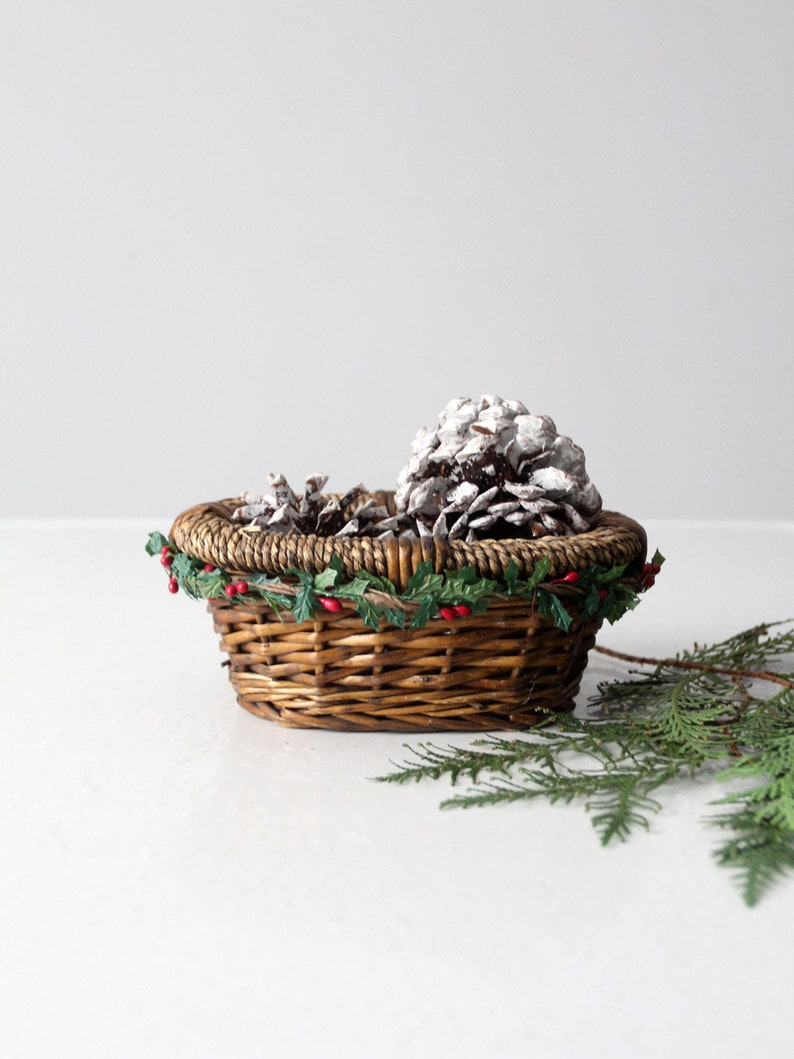 vintage wicker Christmas basket image 1