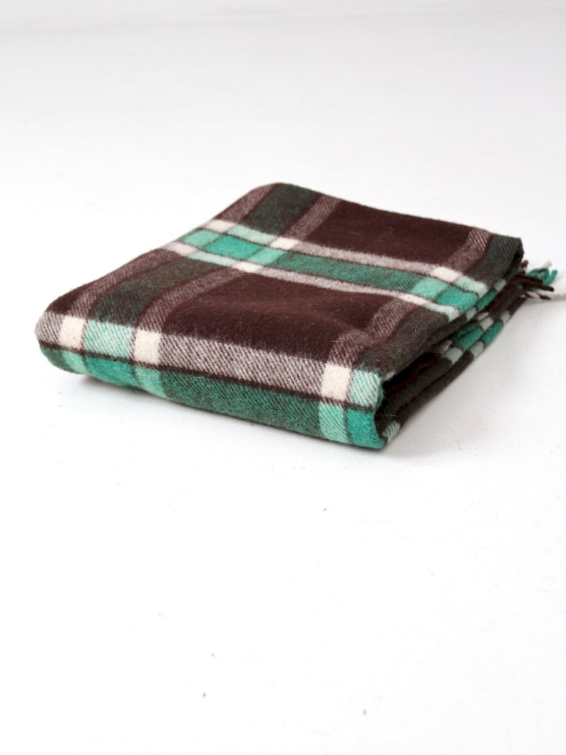 vintage plaid throw blanket, Amana wool blanket image 2