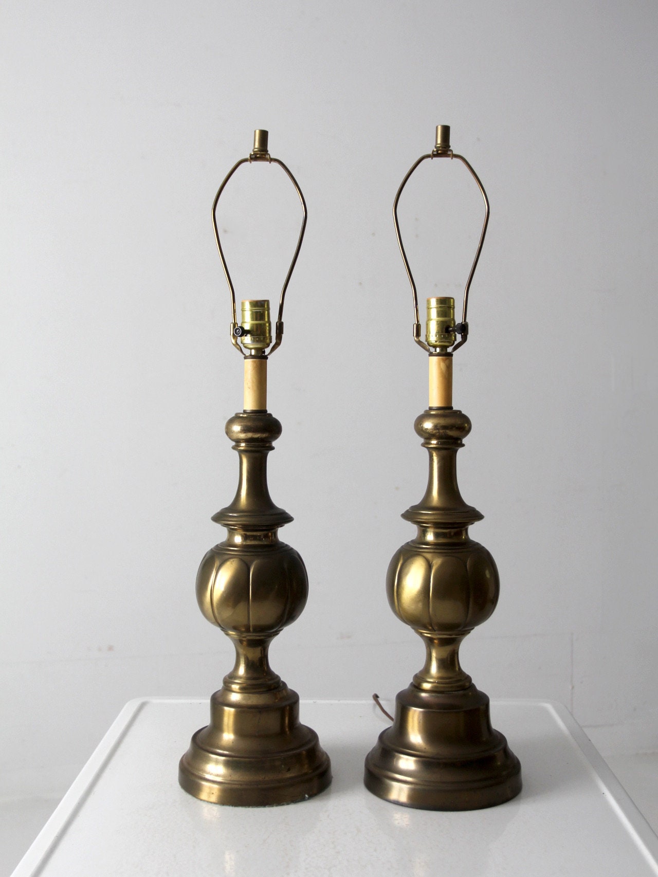 Mid-century Brass Table Lamps Pair - Etsy Mid-century Brass Table Lamps Pair - Etsy