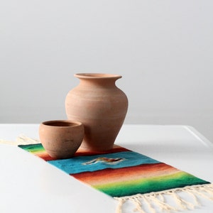 southwestern table mat, vintage Mexican serape style textile