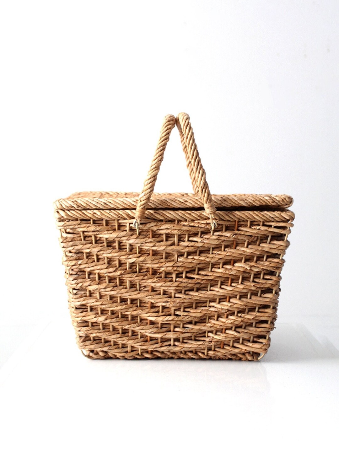 Vintage Sisal Picnic Basket Etsy