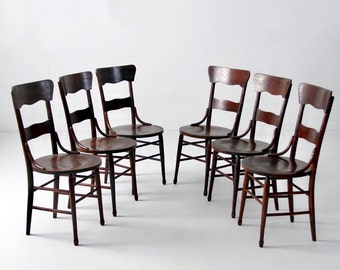 antique bentwood chair set of 6, wood dining chairs