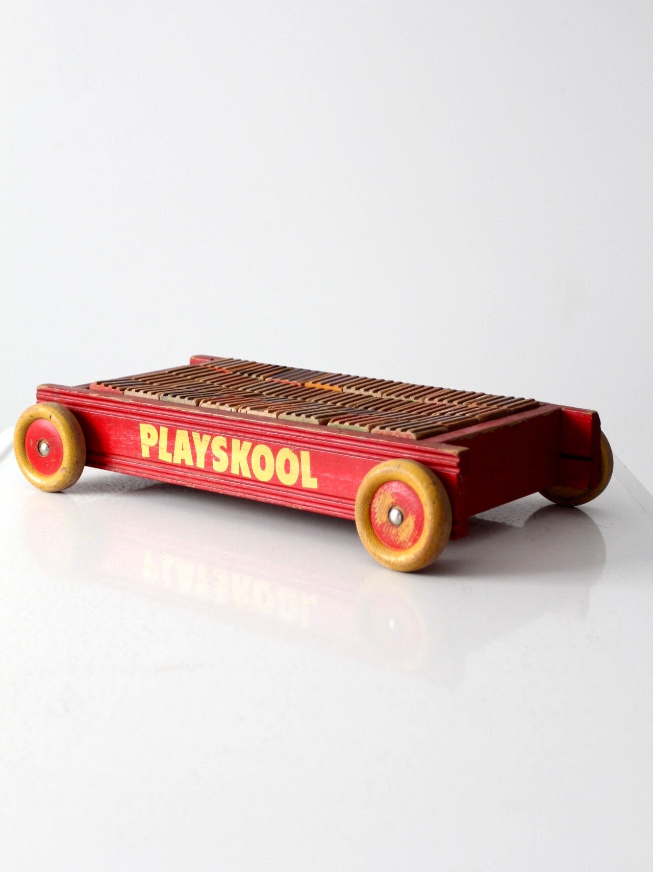 Vintage Playskool Toy Wagon With Wooden Blocks Set Etsy UK
