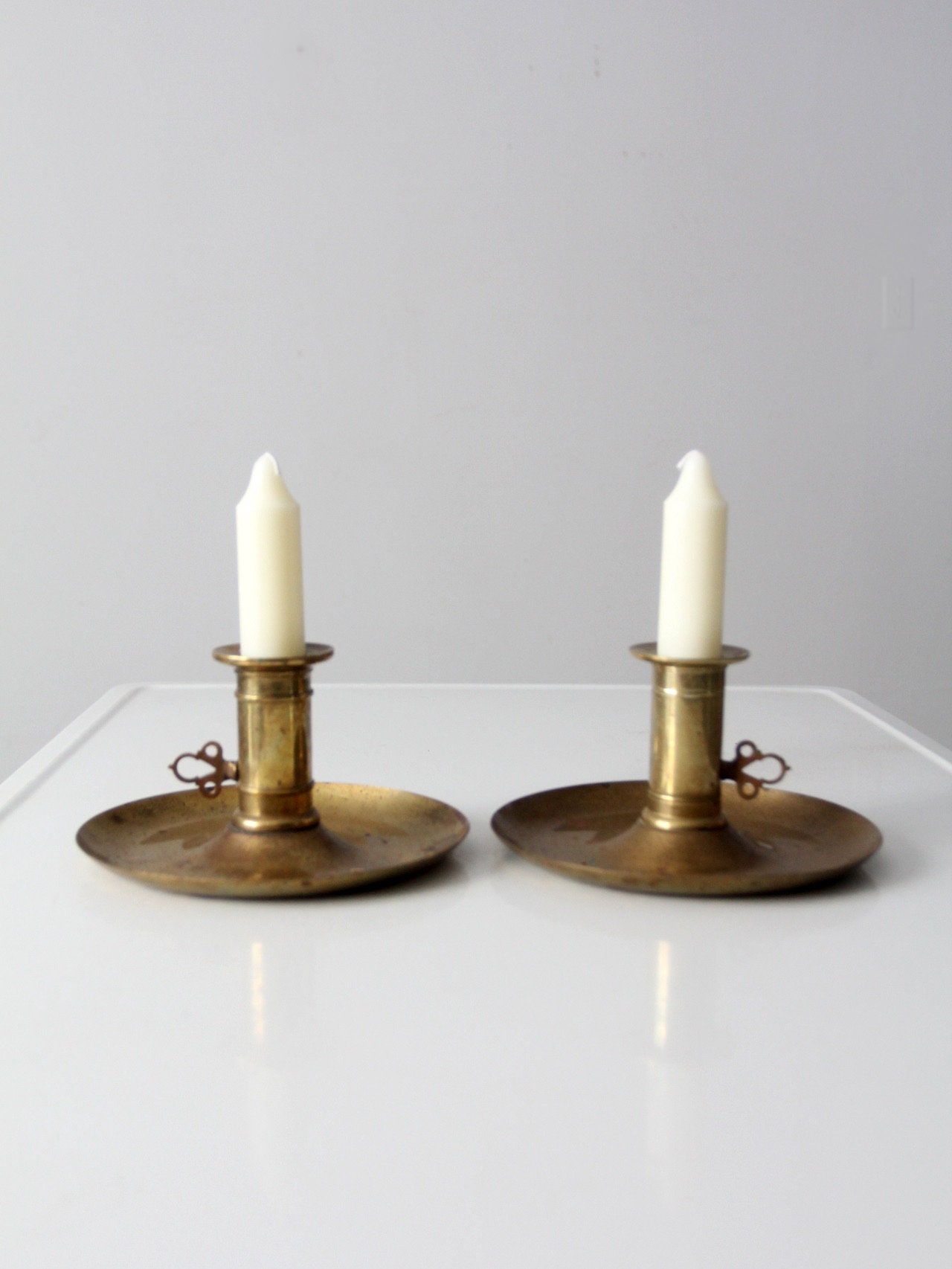 Antique Brass Push-up Candle Holders Pair -  Canada