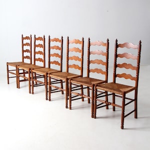 vintage Tell City Chair Company rush seat dining chairs pair