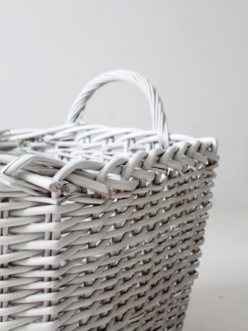 vintage large white storage basket image 9