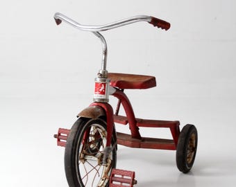 Vintage AMF Junior Tricycle | 1950s Red Metal Kids Trike - Etsy