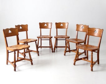 mid-century rustic wood dining chairs set of 6
