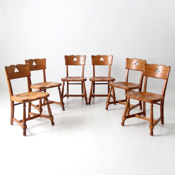 mid-century rustic wood dining chairs set of 6