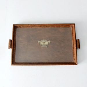 antiek houten dienblad met glazen blad
