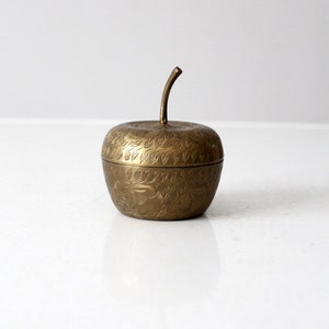 vintage etched brass figurative apple box image 3