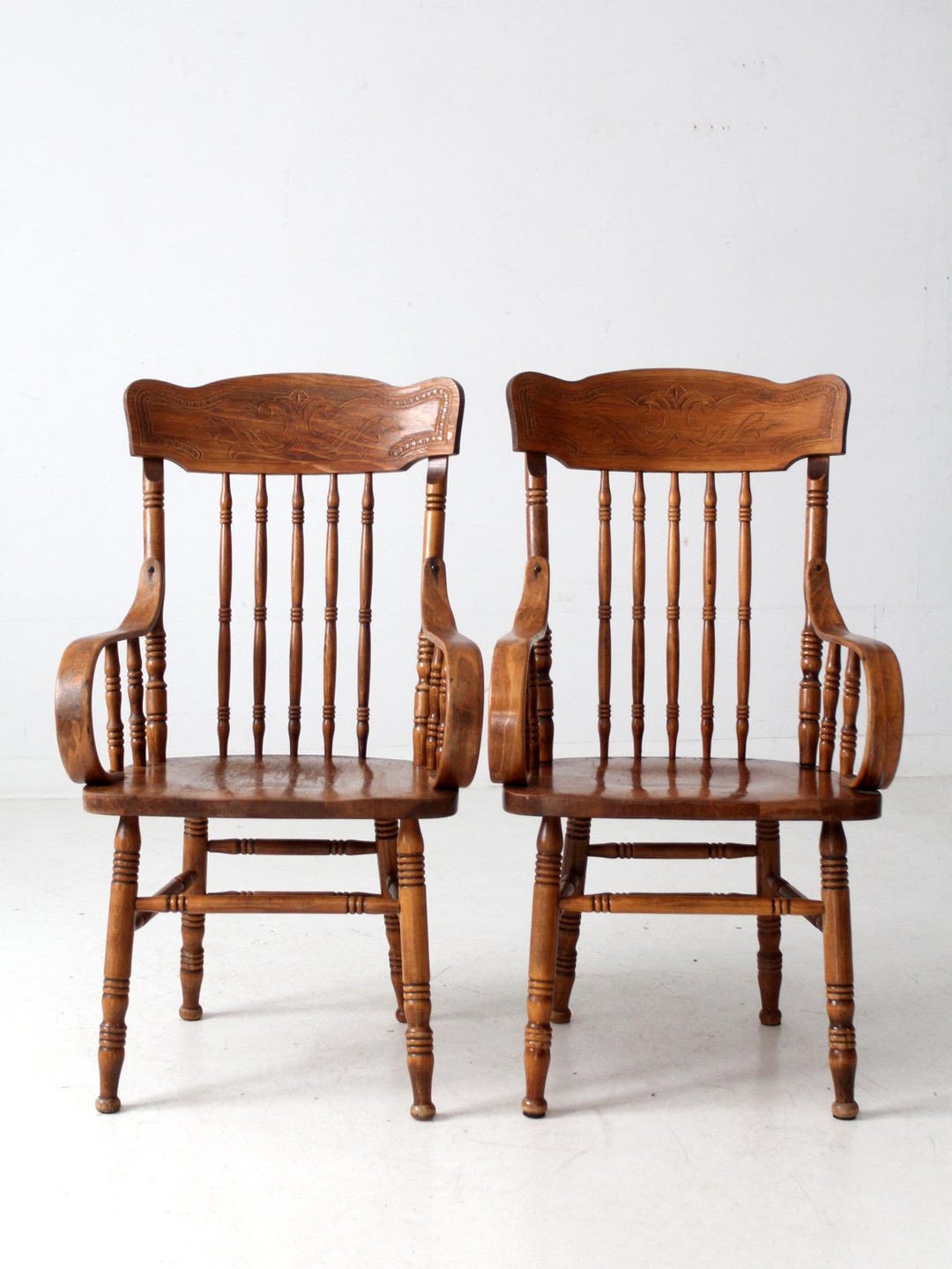Pair Vintage Press-back Back Arm Chairs Made in Yugoslavia - Etsy