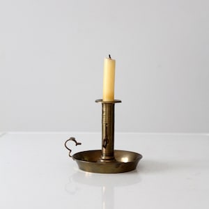 antique brass chamberstick pushup candlestick holder