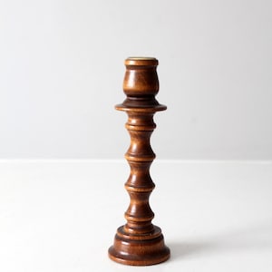 vintage turned wood candlestick holder