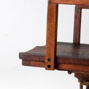 antique desk chair, wood swivel office chair on casters image 4