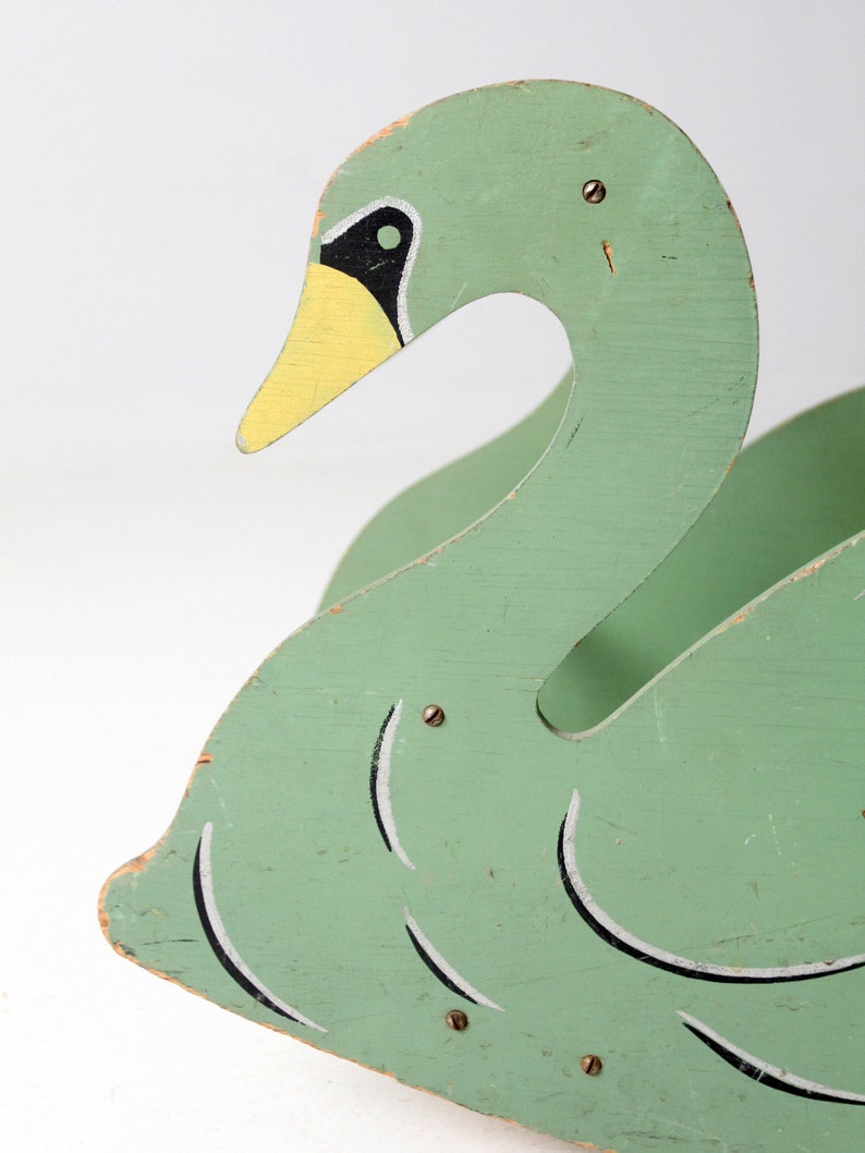antique Mengel Playthings toy swan rocker image 7