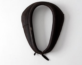 antique horse collar, leather equestrian yoke harness