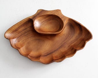 Houten dienblad uit het midden van de eeuw