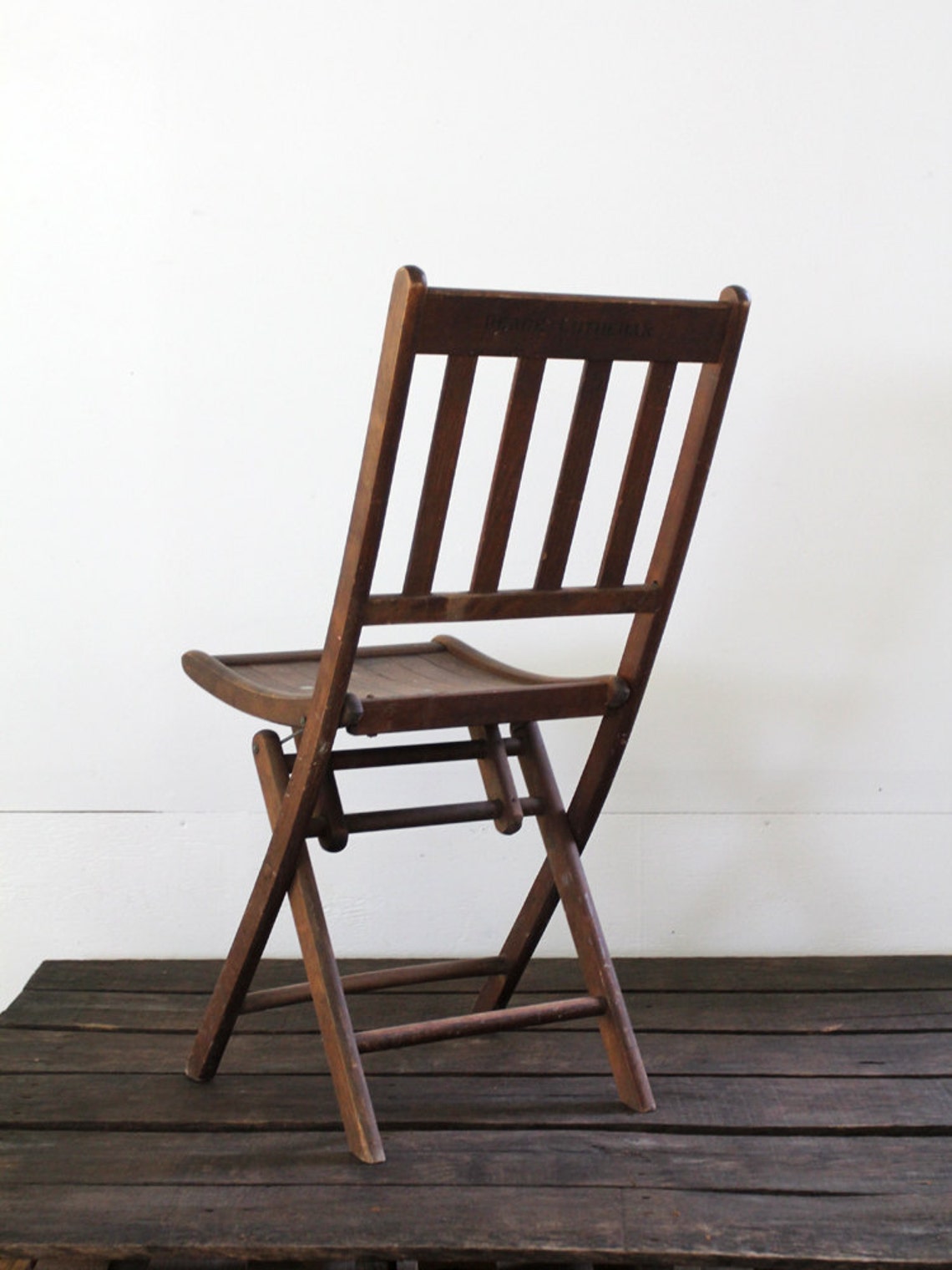 Wood Folding Chair // vintage wood slat folding chair Etsy